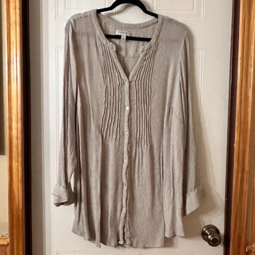 {Plus Size} Kim Rogers Curvy Blouse~ Size 2X~ Beige (G14)